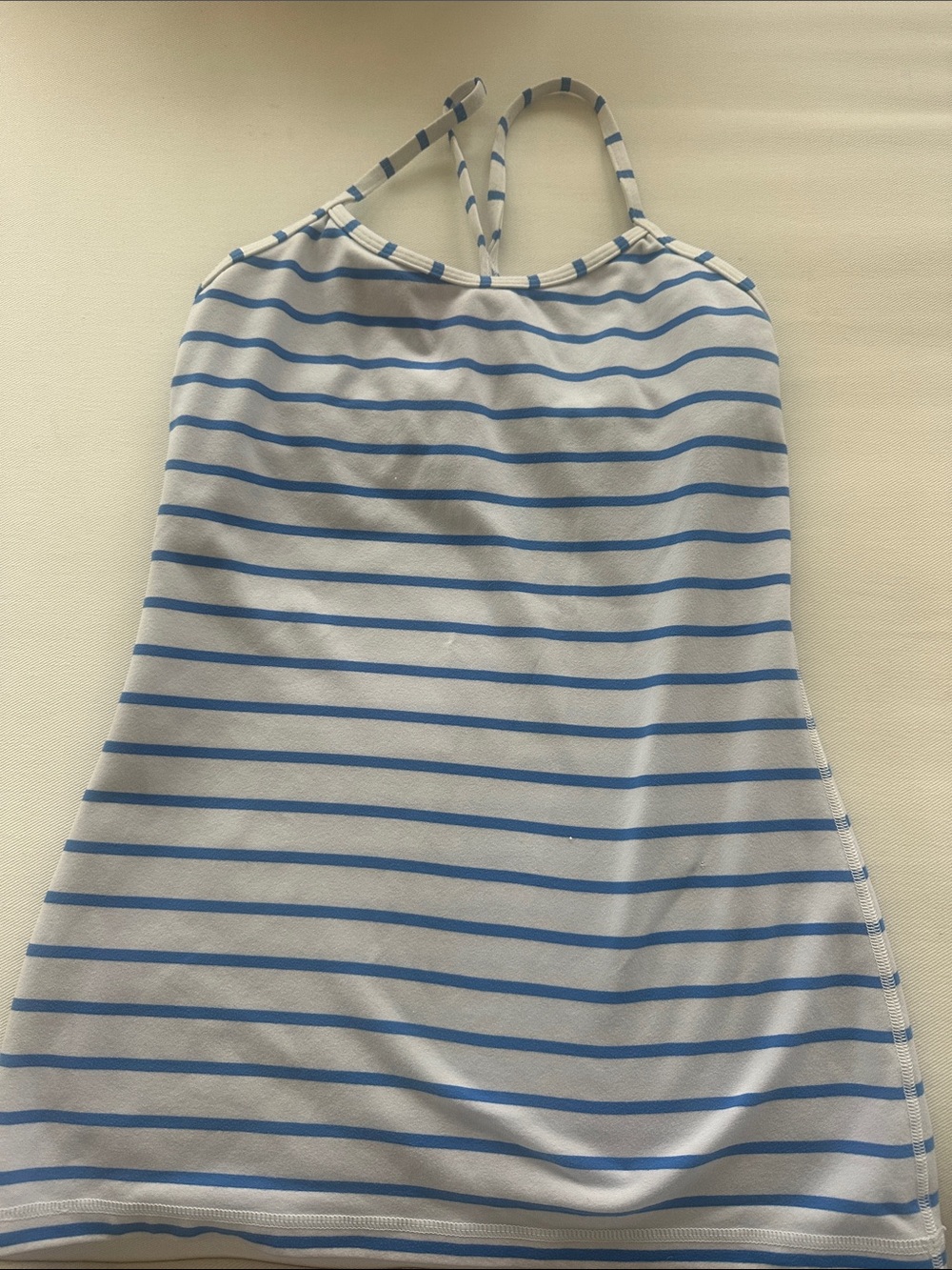 Lululemon Blue and White Striped Halter Tank Top